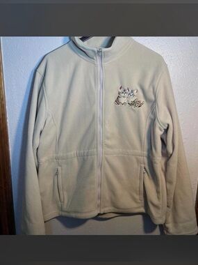 The Bradford Exchange Cream Cat Fleece Jacket with Cat Trim
